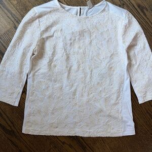 J Crew Floral Embroidered 3/4 Sleeve Top
